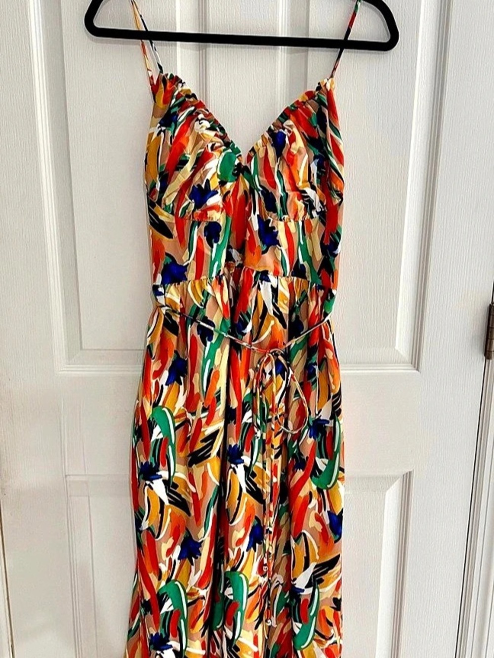 Commense Abstract Maxi Dress in Orange & Multicolor Like New